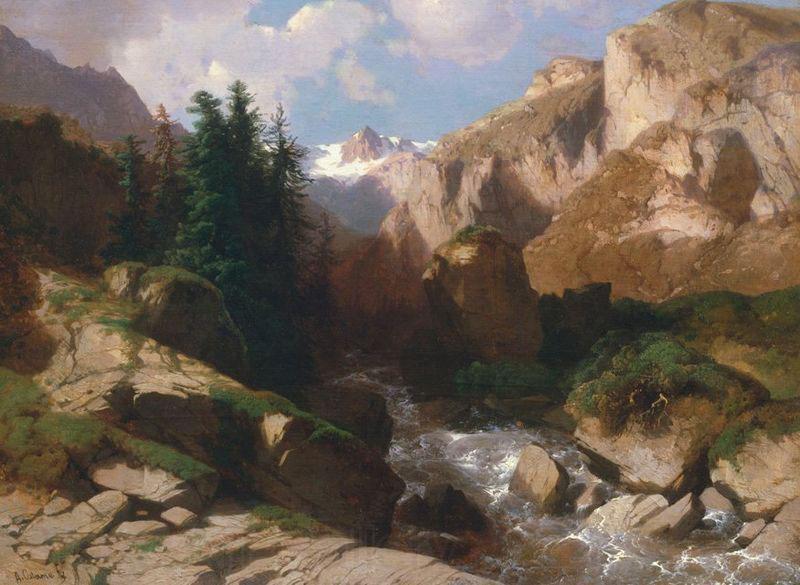 Alexandre Calame Mountain Torrent oil on canvas painting by Alexandre Calame, about 1850-60 Norge oil painting art